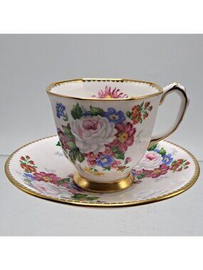 Royal Stafford Bone China Tea Cup & Saucer Set - Floral Pattern Made In England